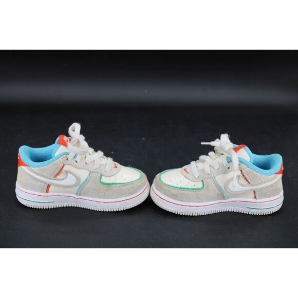 8.5c Kids Nike Air Force 1 LV8 2 BT Pale Ivory White-Picante Red FQ8352 110 - Picture 7 of 11